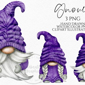 Lila Gnom Clipart PNG Bundle Lila lila Gonk Clipart handgezeichnete Aquarell Sofortdownload kommerzielle Cliparts