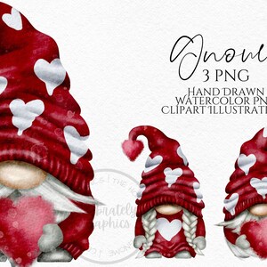 Valentines Gnome Clipart PNG Bundle Red Pink Grey Valentine Gonk Hand ...