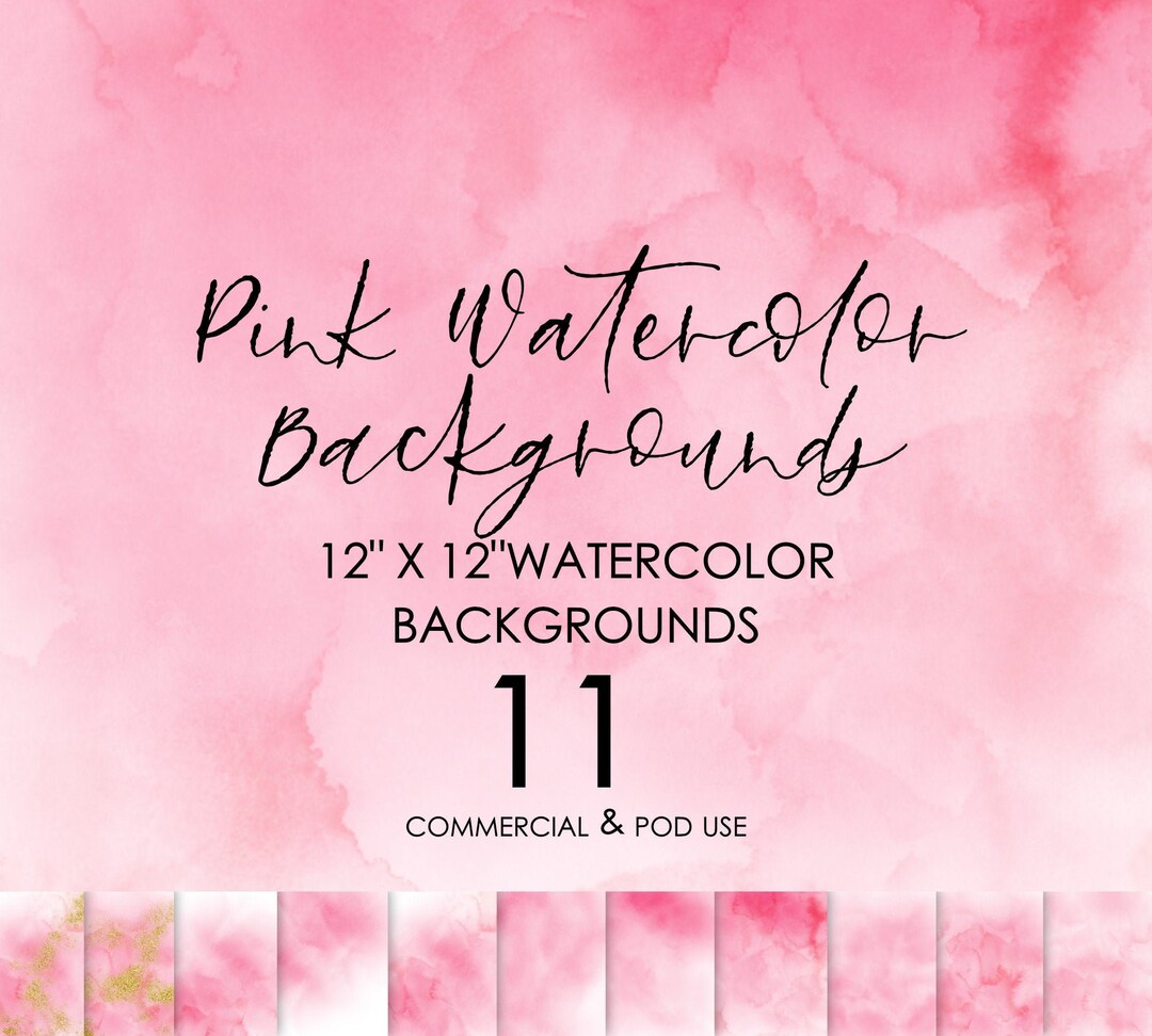 Commercial Use Pink Watercolor Digital Paper 12x12" Watercolor Digital ...