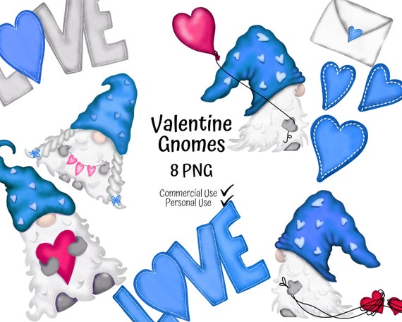 Gnomes Clipart COMMERCIAL USE Gnomes Scandinavian Gnomes Blue Gnomes Valentines Day Couple Graphics Gnomes Graphics Love Clipart
