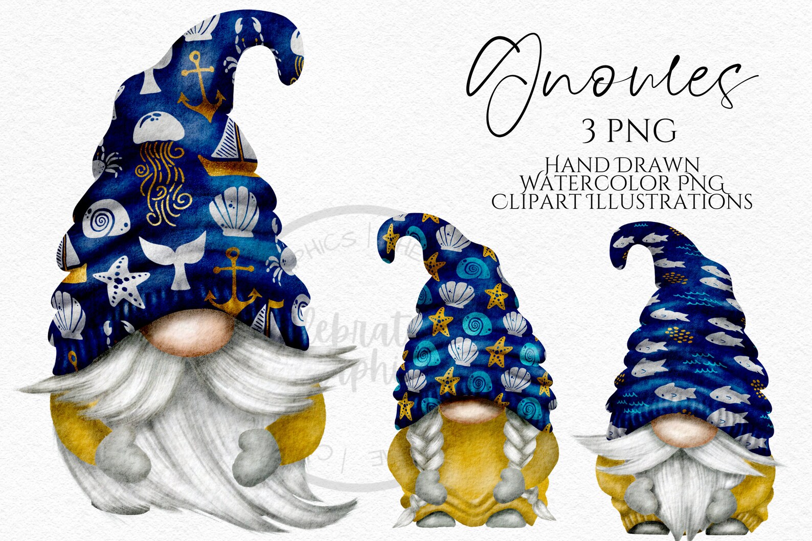 Nautical Gnome Clipart PNG Bundle Nautical Gonk Hand Drawn Etsy