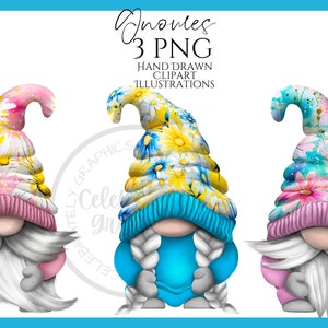 Flower Gnome Clipart png, Hand Drawn Watercolor Spring Summer Gonk Clipart, Digital Illustration Instant Download, Commercial  Use