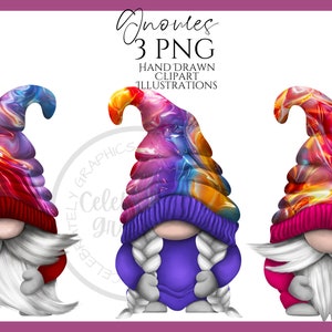 Colourful Gnome Clipart png, Hand Drawn Watercolor Spring Summer Gonk Clipart, Digital Illustration Instant Download, Commercial  Use