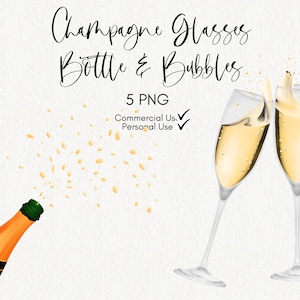 Champagne Glasses Clipart Champagne Bottle Sparkling Bubbles Celebration Commercial Corjl Templett Use