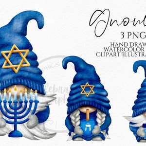 Hanoucca Gnome Clipart PNG Fêtes juives Gonk aquarelle dessiné à la main Téléchargement instantané numérique Commercial clipart