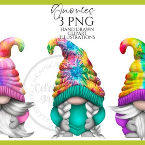 Colourful Gnome Clipart png, Hand Drawn Watercolor Spring Summer Gonk Clipart, Digital Illustration Instant Download, Commercial  Use