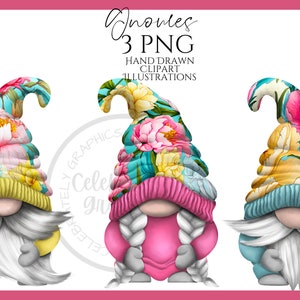 Flower Gnome Clipart png, Hand Drawn Watercolor Spring Summer Gonk Clipart, Digital Illustration Instant Download, Commercial  Use