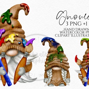 Clipart di gnomi acquerellati: Gonks disegnati a mano (download digitale PNG)