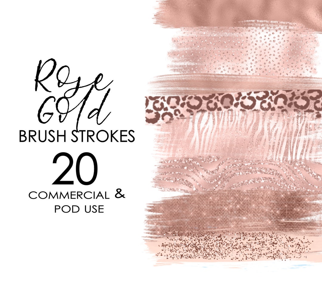 Brush Strokes Clipart With Rose Gold an Glitter PNG Paint Stroke ...