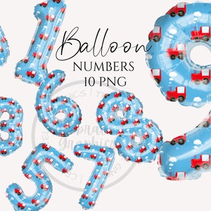 Folie ballon clipart, trein partij patroon folie ballon nummers Instant Download graphics in PNG