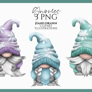 Spring Gnome Clipart PNG, Floral Gnome Sublimation, Cute Pastel Gnome Digital Art, Hand Drawn Gnome Illustration, Whimsical Gnome Graphics