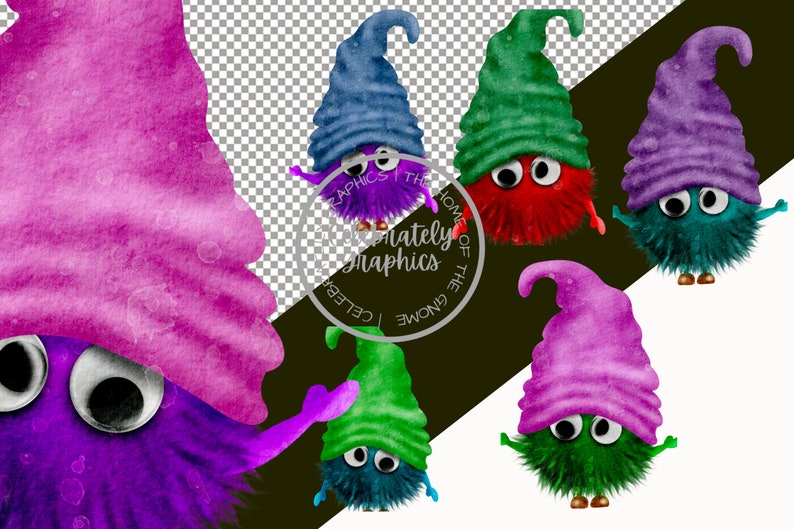 Colourful Monster Cuties clipart Monster Clipart PNG hand drawn watercolor instant download digital Commercial clipart image 2
