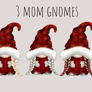 Family Christmas Gnome, Dad Gnome, Mom Gnome, Children Gnome Hand Drawn Watercolor Gnome Clipart, Digital Instant Download, Commercial PNG image 3