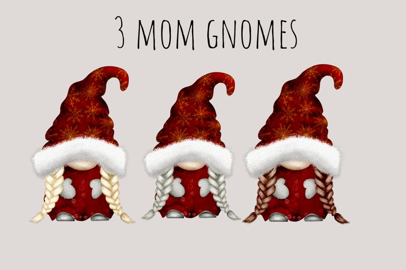 Family Christmas Gnome, Dad Gnome, Mom Gnome, Children Gnome Hand Drawn Watercolor Gnome Clipart, Digital Instant Download, Commercial PNG image 3