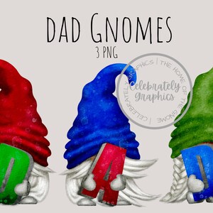 Dad Gnomes Clipart Png,  , Hand Drawn Watercolor  Gnome Clipart, Digital Instant Download, Commercial  PNG