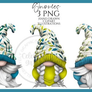 Foliage Gnome Clipart png, Hand Drawn Watercolor Spring Summer Gonk Clipart, Digital Illustration Instant Download, Commercial  Use