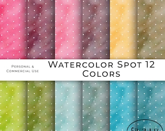 Commercial Use Watercolor Digital Paper Watercolor Spot Papers 12 Digital Papers Square Watercolor Spotty Background