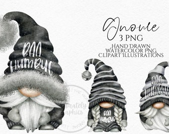 Christmas Baa Humbug Gnomes Png, Hand Drawn Watercolor Gnome Clipart, Christmas Gonk Digital Instant Download, Commercial  PNG