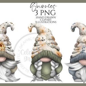 Dusty Flower Gnome Clipart png, Hand Drawn Watercolor Spring Summer Gonk Clipart, Digital Illustration Instant Download, Commercial  Use