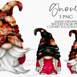 Roses Gnomes Clipart PNG Roses Gonks Hand Drawn Watercolor Instant ...