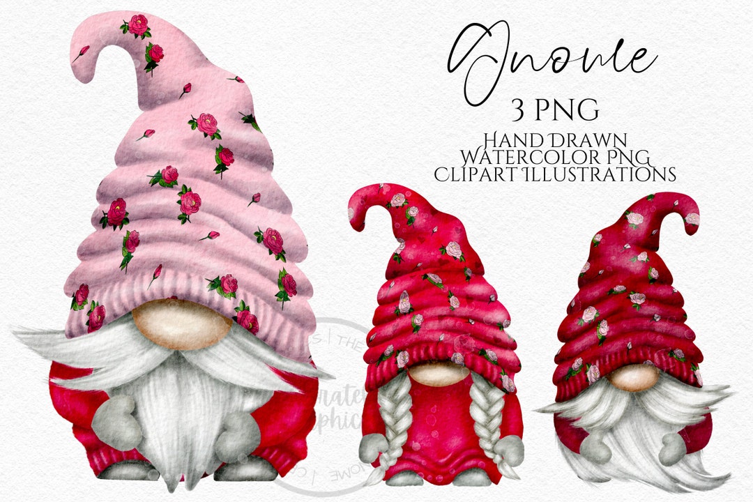 Red Pink Roses Gnomes Clipart PNG Bundle Roses Gonks Hand - Etsy