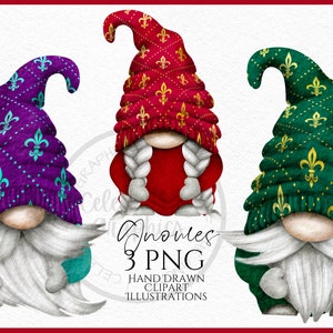 Gnome Clipart PNG  Flyer-de-Lis Gnome Png  , Hand Drawn Gonks Clip art PNG instant download, PNG digital Commercial  Use