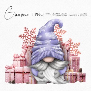 Gnome and Christmas Presents 1 Png, Hand Drawn Christmas Gnome Clipart, Christmas Gonk Festive Clipart Digital Instant Download, Commercial