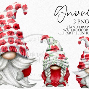 Mohnblume Gnome Clipart PNG, Hand gezeichnet Aquarell Mohnblume Gonk Clipart, digitaler Sofort-Download, kommerzielle PNG