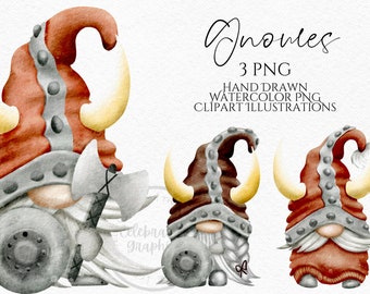 Viking Gnomes PNG, Viking clipart, Gnomes , Hand Drawn Watercolor  Gnome Clipart, Digital Instant Download, Commercial  PNG