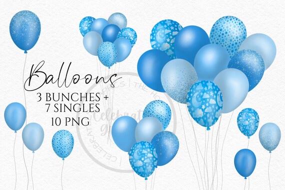 Blue Baby Balloon Clipart New Baby Nursey Pattern Bunches | Etsy
