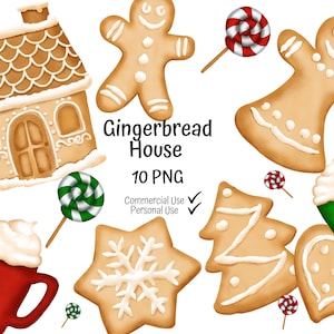 Peperkoek huis digitale Clipart peperkoek Cookie Gingerbread Man ster peperkoek Cookie Biscuit commercieel gebruik