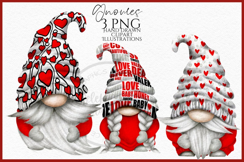 Valentines Gnome Clipart PNG Love Gonk Hand Drawn - Etsy