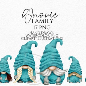 Türkis Zwerge, Papa Mama Zwerg, Kinder Baby Haustiere Zwerg Hand gezeichnet Aquarell Zwerg Clipart, Digital Sofort Download, kommerzielle PNG
