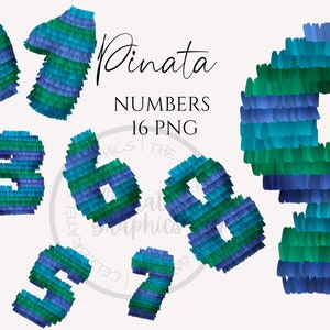 Clipart numéro Piñata bleu, Piñata poney Clipart, Piñata arc-en-ciel Clipart Téléchargement instantané des graphiques au format Png
