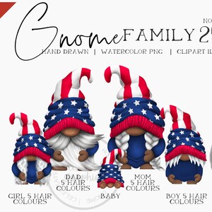 Gnome Family, Dad Mom, Children Baby Pets Gnomes Hand Drawn Watercolor Gnome Clipart, Digital Instant Download, Commercial PNG