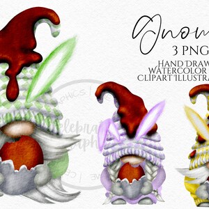 Ostern Gnome Clipart-Set, 3 handgezeichnete PNG-Illustrationen zum Basteln, für Junk Journals, Scrapbooks, Print-on-Demand Projekte