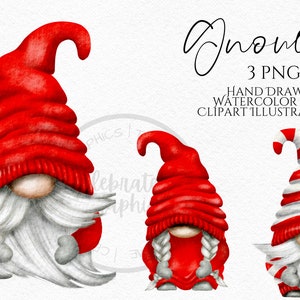 Gnomo rojo y blanco, Gnomo dibujado a mano PNG, descarga instantánea, PNG digital