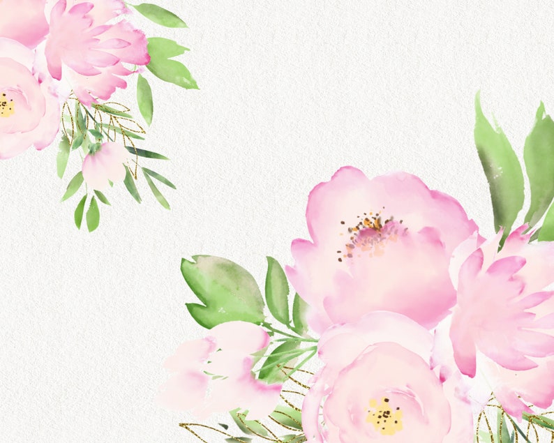 Watercolor Clipart Flowers Commercial Use Blush Watercolor Etsy