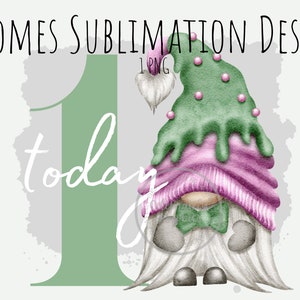 Gnome Sublimation One Today png, groene verjaardag kabouterafbeeldingen, commercieel gebruik POD-gebruik