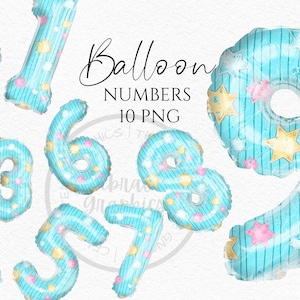 Folienballon Clipart, Sternen Streifen Muster Zahlen Sofort Download Grafiken in Png