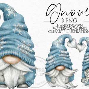 Baby Blue Snowflake Gnomes Png, Hand Drawn Watercolor Gnome Clipart, Christmas Gonk Digital Instant Download, Commercial  PNG