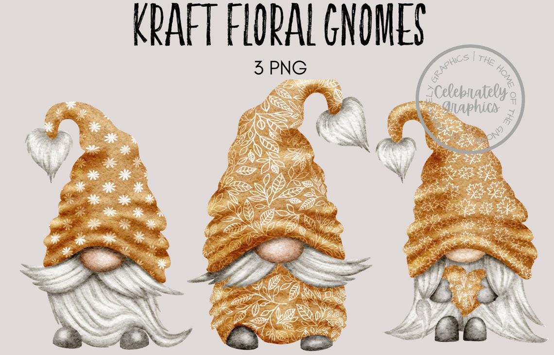 Boho gnome clipart png hand drawn watercolor gnome clipart  etsy