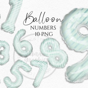 Clipart ballon en aluminium, ballon en aluminium à rayures vertes avec numéros ombrés, téléchargement immédiat de graphiques au format png