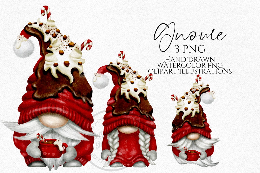 Hot Chocolate Cocoa Gnomes Png, , Hand Drawn Watercolor Gnome Clipart