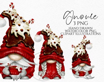 Hot Chocolate Cocoa Gnomes Png,  , Hand Drawn Watercolor  Gnome Clipart, Digital Instant Download, Commercial  PNG
