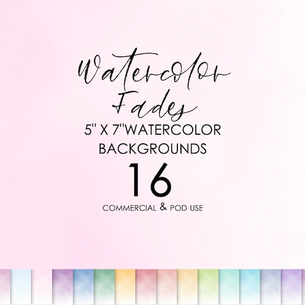 Commercial Use Watercolor Fades DigitalBackground Paper  Subtle Watercolor 5"x7" 10 Digital Papers Watercolor Background