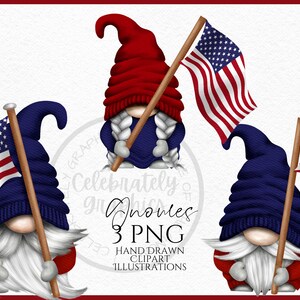 Patriotic Flag gnome clipart Patriotic Gnome Independence Day  4th July Gnome  instant download digital Commercial clipart