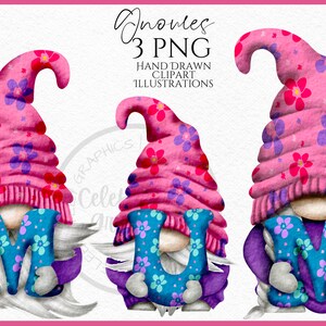 Fête des mères Gnome maman Gnome clipart png, maman fleur Gonks, Clipart Gnome aquarelle dessinés à la main, téléchargement numérique instantané, PNG commercial