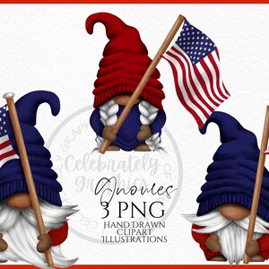 Patriotic gnome clipart Patriotic Gnome Independence Day  4th July Gnome  instant download digital Commercial clipart