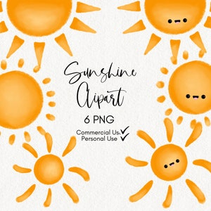 Clipart de sol Clipart de sol Clipart soleado Comercial Corjl Templett Uso